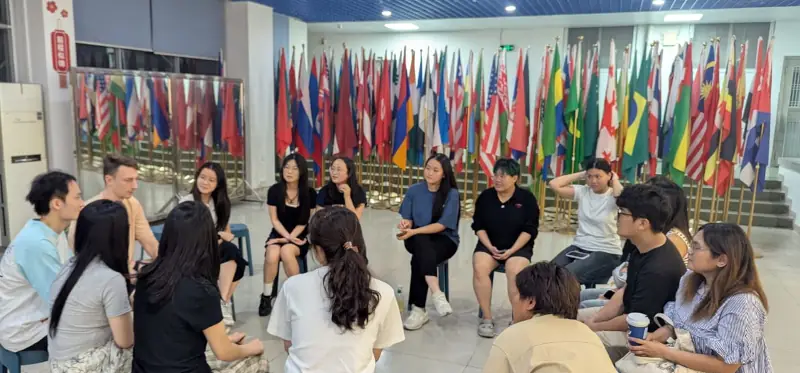 Language corner — international and Chinese students talking